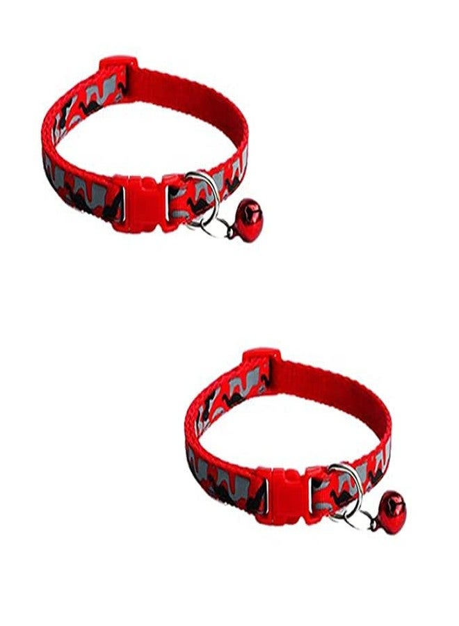 Pups&Pets Cat 10 MM Collar Belt with Bell, Soft Adjustable Swan Printed Puppy Kitten Necktie Collar (Pack of 2) - Image 1